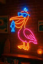 Load image into Gallery viewer, Pelican neon sign, Coastal Pelican neon sign, Seaside Bird neon sign Multicolor