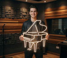 Load image into Gallery viewer, Piano Neon sign – Grand Piano Silhouette & Musical Keys | Classical Instrument Performance sign
