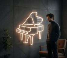 Load image into Gallery viewer, Piano Neon sign – Grand Piano Silhouette & Musical Keys | Classical Instrument Performance sign