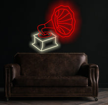 Load image into Gallery viewer, Patephone neon sign, gramophone neon sign, phonograph neon sign