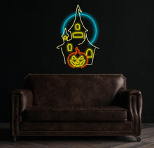 Load image into Gallery viewer, Haunted castle neon, Ghostly pumpkin neon lights