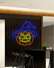 Load image into Gallery viewer, Pumpkin neon sign Halloween, Unique Halloween neon decor, Halloween pumpkin neon light, Specialty Halloween neon sign, pumpkin glow sign