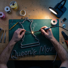 Load image into Gallery viewer, Chess Queen Neon Sign, Queen’s Move Neon Sign, Royal Chess Neon Sign
