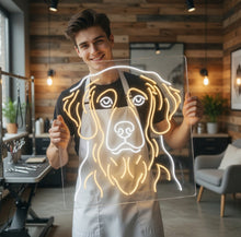 Load image into Gallery viewer, Golden Retriever Neon Sign, Framed Dog Head Neon Sign, Lab Portrait Neon Sign