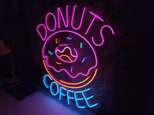 Load image into Gallery viewer, Donuts and coffee Neon Sign, Neon Light bar, restaurant Neon Signs, Personalized Wall Decor, Donuts and Coffee Decor, Home Decor Gifts