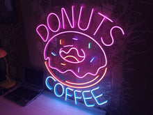 Load image into Gallery viewer, Donuts and coffee Neon Sign, Neon Light bar, restaurant Neon Signs, Personalized Wall Decor, Donuts and Coffee Decor, Home Decor Gifts