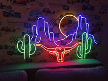 Load image into Gallery viewer, Western decor neon sign, bulls and western decor neon sign