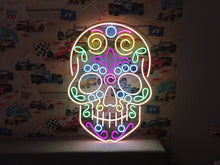Load image into Gallery viewer, Sugar Skull Neon Sign, Neon Sugar Skull, Calavera neon sign,Mexican Skull Of Death Motive Neon Sign