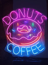 Load image into Gallery viewer, Donuts and coffee Neon Sign, Neon Light bar, restaurant Neon Signs, Personalized Wall Decor, Donuts and Coffee Decor, Home Decor Gifts