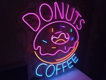 Load image into Gallery viewer, Donuts and coffee Neon Sign, Neon Light bar, restaurant Neon Signs, Personalized Wall Decor, Donuts and Coffee Decor, Home Decor Gifts