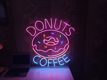Load image into Gallery viewer, Donuts and coffee Neon Sign, Neon Light bar, restaurant Neon Signs, Personalized Wall Decor, Donuts and Coffee Decor, Home Decor Gifts