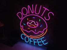 Load image into Gallery viewer, Donuts and coffee Neon Sign, Neon Light bar, restaurant Neon Signs, Personalized Wall Decor, Donuts and Coffee Decor, Home Decor Gifts