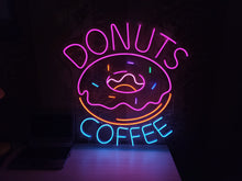 Load image into Gallery viewer, Donuts and coffee Neon Sign, Neon Light bar, restaurant Neon Signs, Personalized Wall Decor, Donuts and Coffee Decor, Home Decor Gifts