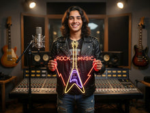 Load image into Gallery viewer, Guitar LED Neon Sign, Music Wall Decor For Home, rock Music neon sign, Guitar rock neon sign, The best gift for rock fans
