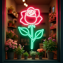 Load image into Gallery viewer, Blooming Rose Neon Sign, Single Rose Neon Sign, Flower Neon Sign