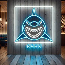 Load image into Gallery viewer, Shark neon sign, neon shark sign, LED shark light, shark wall light, glowing shark sign, shark bar sign, neon shark decor, shark night light, shark room sign, cool shark neon, shark LED wall sign, custom shark neon, blue shark neon, shark lamp