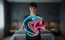 Load image into Gallery viewer, Snake head neon sign, Snake head neon sign, Neon snake sign with open mouth, Snake head shaped neon light, Neon snake head with open jaws