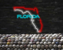 Load image into Gallery viewer, Florida state map Neon Sign, US map neon sign, Florida map neon sign, Neon Florida State Map neon sign, neon sign of the U.S. state