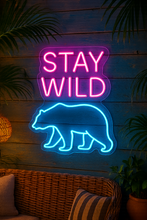 Load image into Gallery viewer, Bear Silhouette Neon Sign, Stay Wild Bear Neon Sign, Forest Animal Neon Sign
