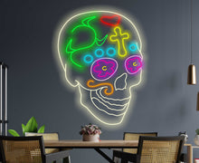 Load image into Gallery viewer, Sugar Skull Neon Sign, Neon Sugar Skull, Calavera neon sign,Mexican Skull Of Death Motive Neon Sign