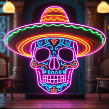 Load image into Gallery viewer, Classic Calavera Neon Sign, Sugar Skull Neon Sign, Muertos Neon Sign picture