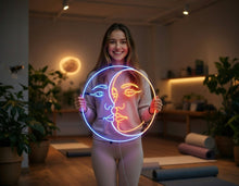 Load image into Gallery viewer, Sun Moon Kiss Neon Sign, Celestial embrace neon sign, Solar lunar neon sign