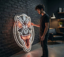 Load image into Gallery viewer, T Rex Head neon sign, Tyrannosaurus Skull neon sign, Jurassic Dinosaur neon sign