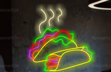 Load image into Gallery viewer, Tacos neon sign, Burrito neon sign, shawarma led sign, pita led light, custom street food neon light