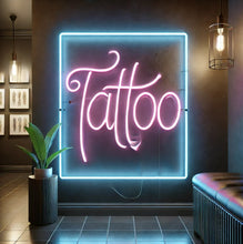 Load image into Gallery viewer, Tattoo Neon Sign – Professional Tattoo Parlor Mark | Radiant Ink Studio Glow Frame