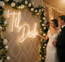 Load image into Gallery viewer, Til death sign, til death wedding decor, led til death neon sign, til death do us part led neon Warm white