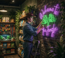 Load image into Gallery viewer, Welcome to the jungle neon sign, monstera leaf neon sign