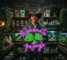 Load image into Gallery viewer, Welcome to the jungle neon sign, monstera leaf neon sign