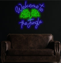 Load image into Gallery viewer, Welcome to the jungle neon sign, monstera leaf neon sign Blue