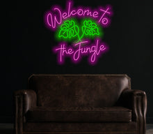 Load image into Gallery viewer, Welcome to the jungle neon sign, monstera leaf neon sign Pink
