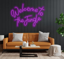 Load image into Gallery viewer, Welcome to the jungle inscriptions neon sign Purple