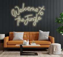 Load image into Gallery viewer, Welcome to the jungle inscriptions neon sign Warm white
