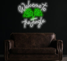Load image into Gallery viewer, Welcome to the jungle neon sign, monstera leaf neon sign White