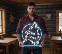 Load image into Gallery viewer, Howling Wolf Neon Sign – Night Sky Glow LED | Custom Neon Art For Wilderness Spaces