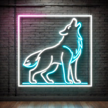 Load image into Gallery viewer, Wolf neon sign, howling wolf neon sign, wolf neon light, howling wolf light, wolf neon art, neon wolf decor, howling wolf wall light, wolf LED neon sign, neon wolf lamp, howling wolf LED light