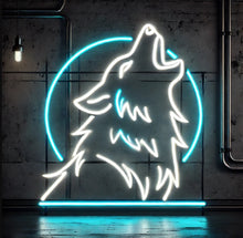 Load image into Gallery viewer, Wolf neon sign, howling wolf neon sign, wolf neon light, howling wolf light, wolf neon art, neon wolf decor, howling wolf wall light, wolf LED neon sign, neon wolf lamp, howling wolf LED light