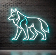 Load image into Gallery viewer, wolf neon light, neon wolf light, wolf neon sign, neon wolf lamp, wolf light sign, neon sign wolf, wolf shape neon sign, neon wolf decor, wolf-shaped neon light, wolf LED neon sign, neon wolf wall art, wolf neon sign decor