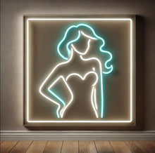 Load image into Gallery viewer, Girl Silhouette Frame neon sign, Woman Outline neon sign, Female Profile neon sign