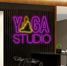 Load image into Gallery viewer, Yoga neon sign, yoga studio neon sign, Neon sign for yoga studio, Yoga-themed neon sign, Custom yoga studio neon sign, Yoga wall art neon