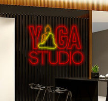 Load image into Gallery viewer, Yoga neon sign, yoga studio neon sign, Neon sign for yoga studio, Yoga-themed neon sign, Custom yoga studio neon sign, Yoga wall art neon