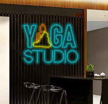 Load image into Gallery viewer, Yoga neon sign, yoga studio neon sign, Neon sign for yoga studio, Yoga-themed neon sign, Custom yoga studio neon sign, Yoga wall art neon