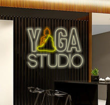 Load image into Gallery viewer, Yoga neon sign, yoga studio neon sign, Neon sign for yoga studio, Yoga-themed neon sign, Custom yoga studio neon sign, Yoga wall art neon