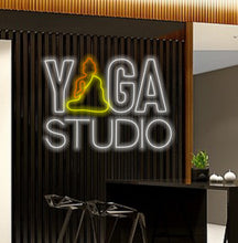 Load image into Gallery viewer, Yoga neon sign, yoga studio neon sign, Neon sign for yoga studio, Yoga-themed neon sign, Custom yoga studio neon sign, Yoga wall art neon