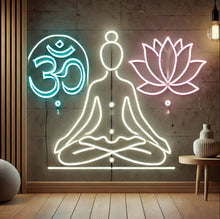 Load image into Gallery viewer, Lotus Om Neon Sign, Zen Flower Neon Sign, Yoga Symbol Neon Sign Multicolor