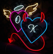 Load image into Gallery viewer, Devil and Angel Neon Sign, Angel and Demon Led Neon Light, Heart Neon Sign, Angelic and Devilish Neon Sign,Valentine's Day Gift