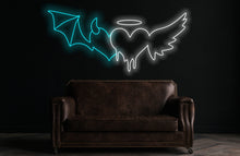 Load image into Gallery viewer, Angel and Devil Neon Sign - Custom Neon Sign, Melting Heart, Angel and Demon, Led Neon Light, Heart Neon Sign, Wall Decor, Valentine's Day Gift